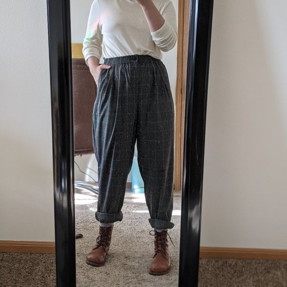 Madewell Gray Plaid Flannel Track Trousers - Curvy Fit - Picture 1 of 6